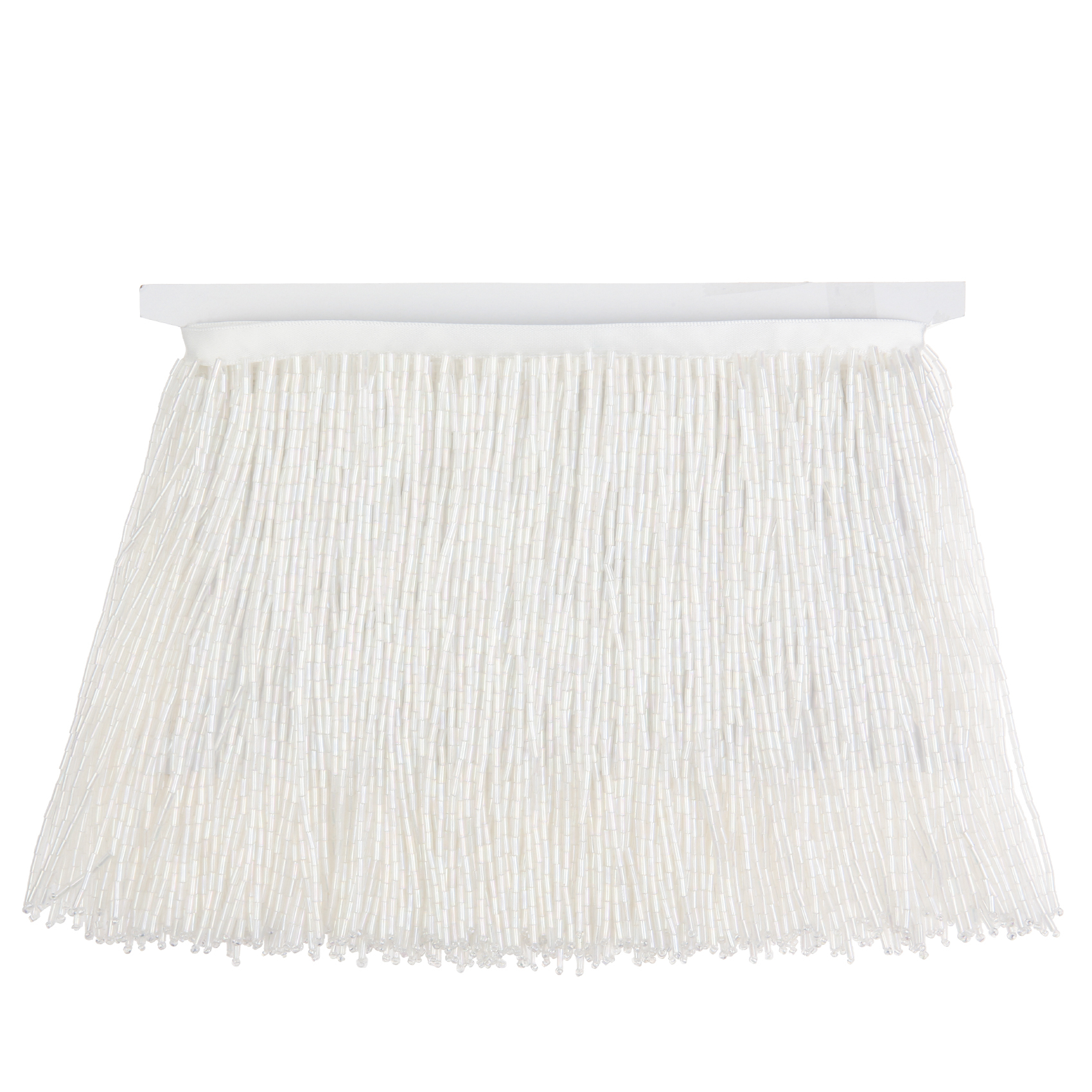 6 Inch 15cm White AB Beaded Fringe Trim