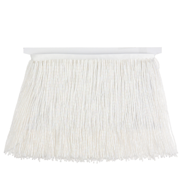 6 Inch 15cm White AB Beaded Fringe Trim