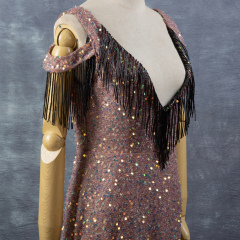 6 Inch 15cm Black Beaded Fringe Trim