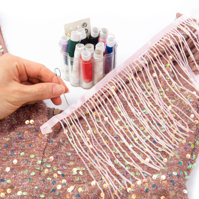 6 Inch 15cm Pink Beaded Fringe Trim