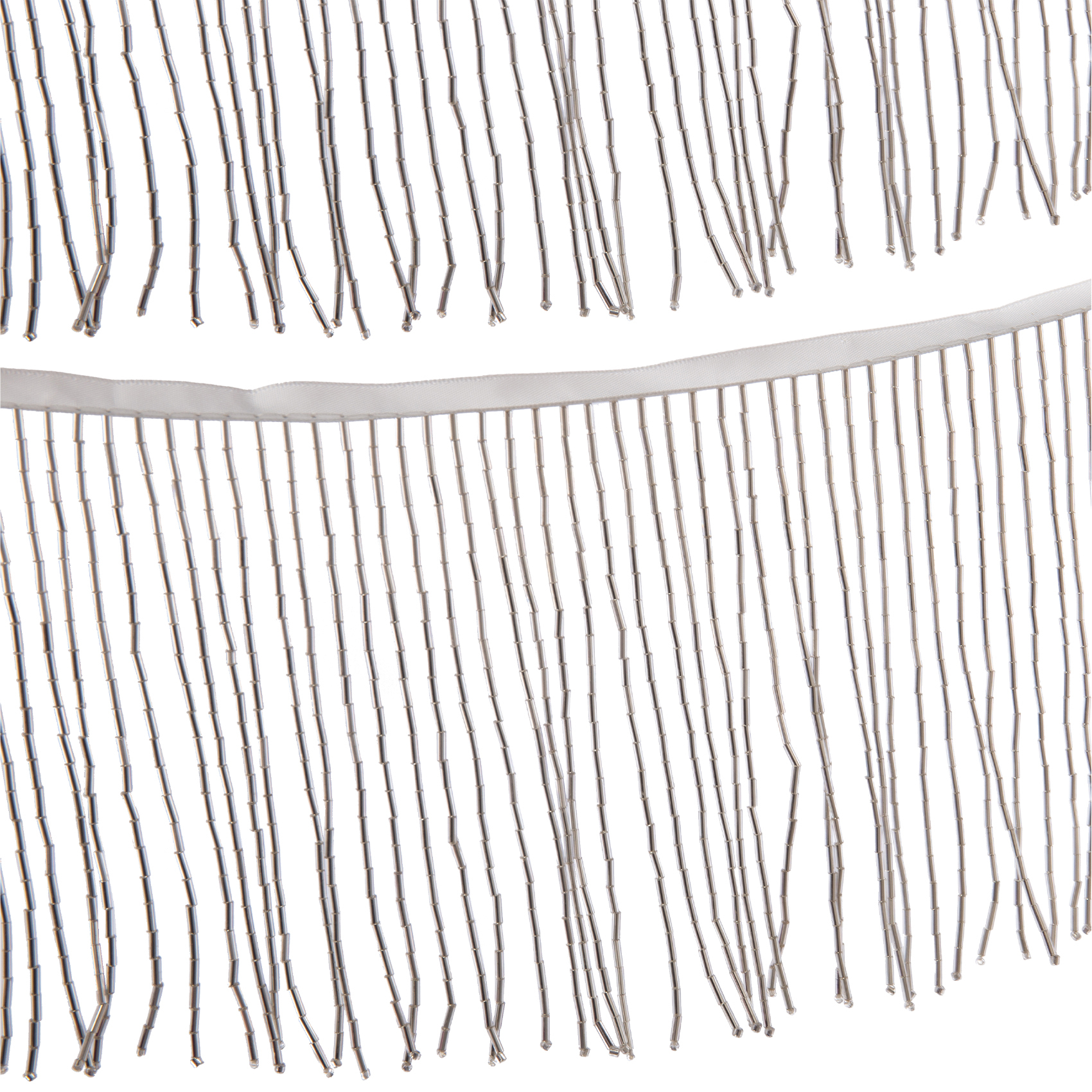 6 Inch 15cm Silver Beaded Fringe Trim