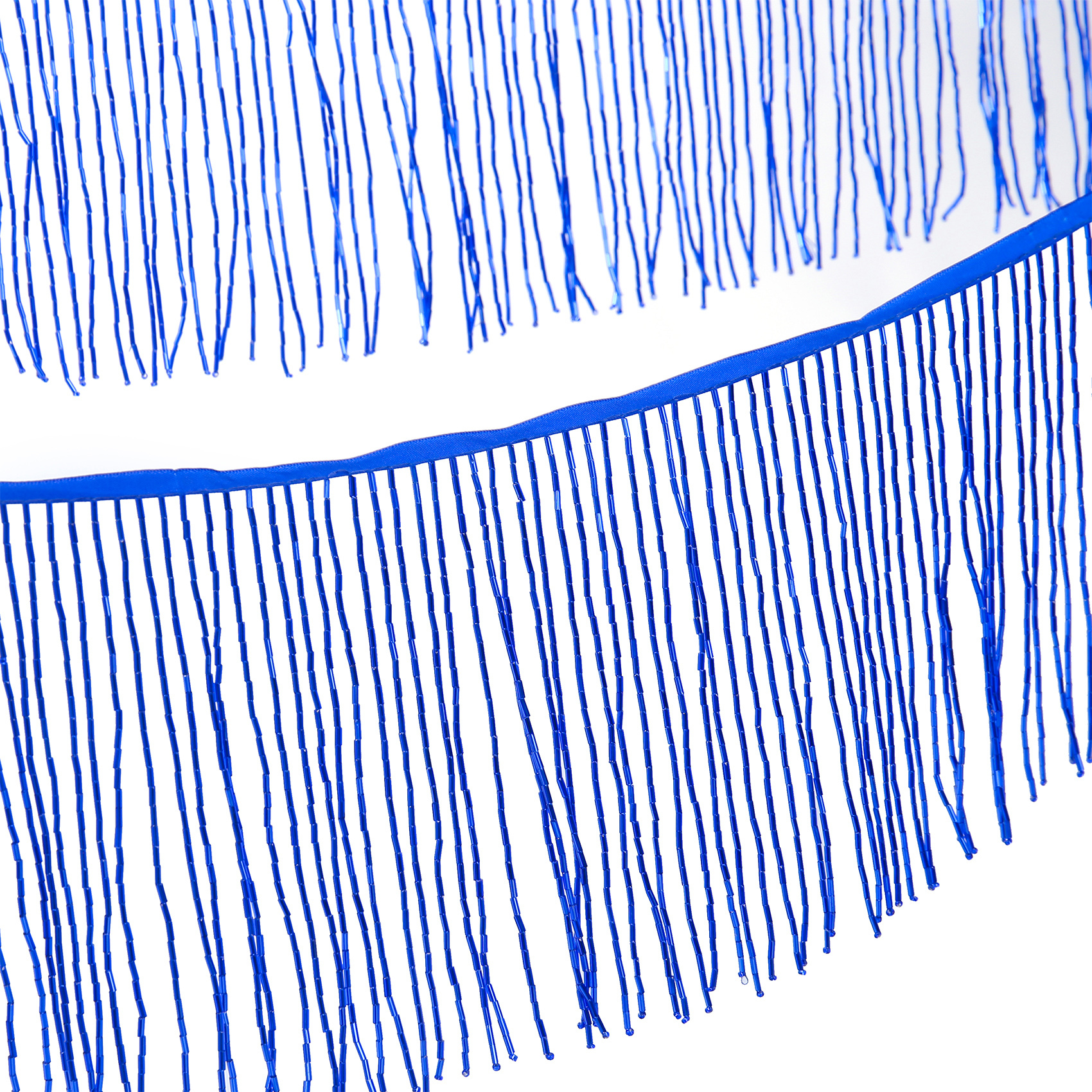 6 Inch 15cm Blue Beaded Fringe Trim