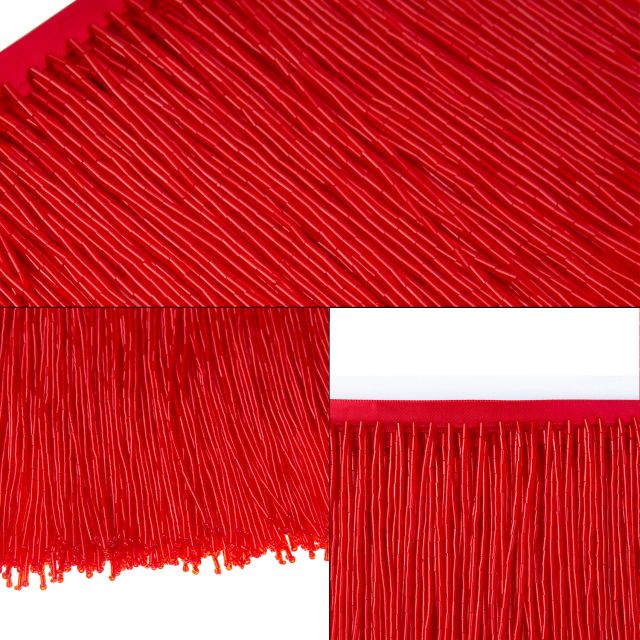 6 Inch 15cm Red Beaded Fringe Trim