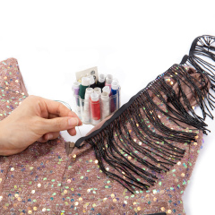 6 Inch 15cm Black Beaded Fringe Trim