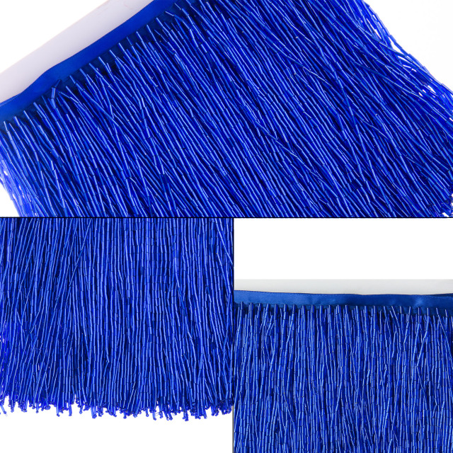 6 Inch 15cm Blue Beaded Fringe Trim