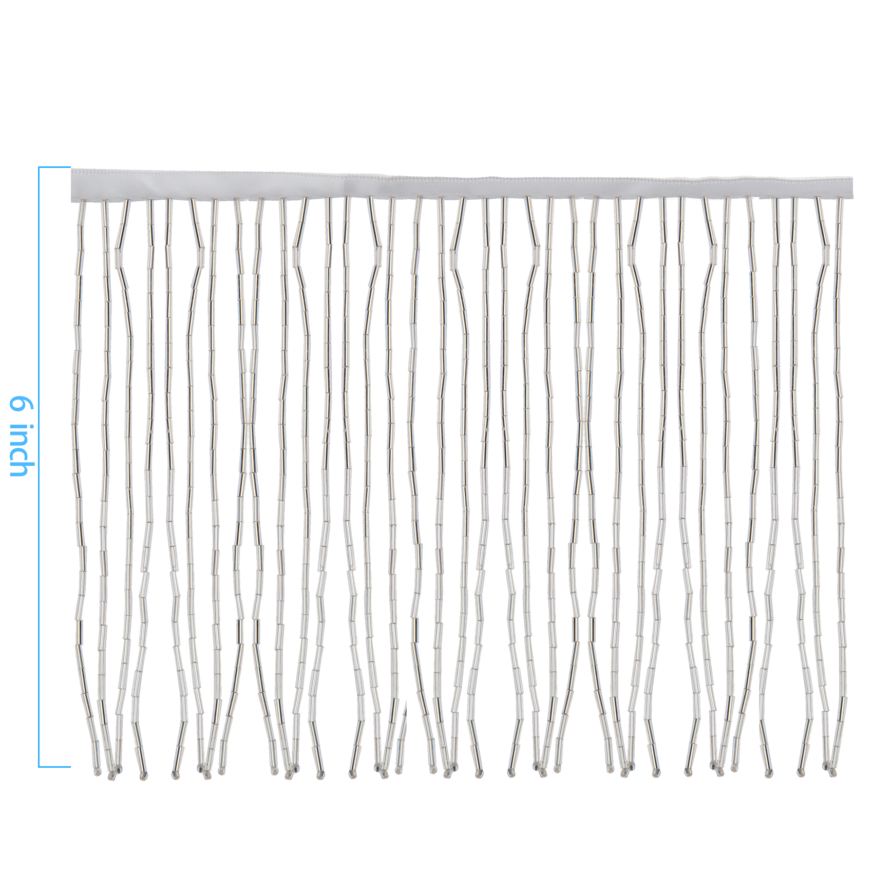6 Inch 15cm Silver Beaded Fringe Trim