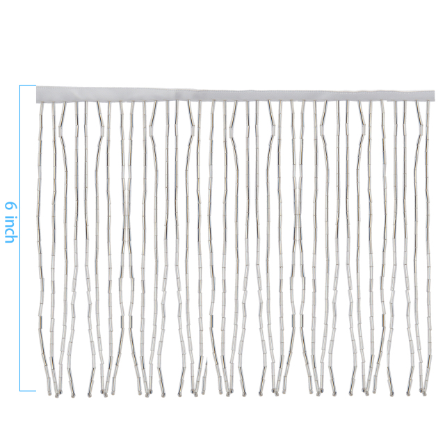 6 Inch 15cm Silver Beaded Fringe Trim