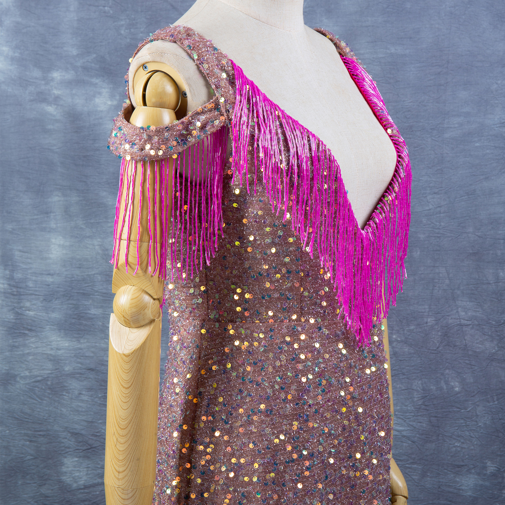 6 Inch 15cm Hot pink Beaded Fringe Trim