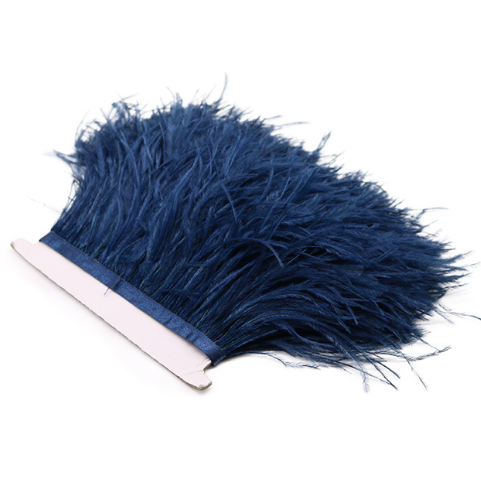 3-4 Inches Navy Ostrich Feather Trim
