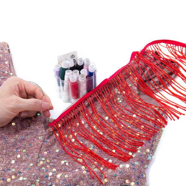 6 Inch 15cm Red Beaded Fringe Trim
