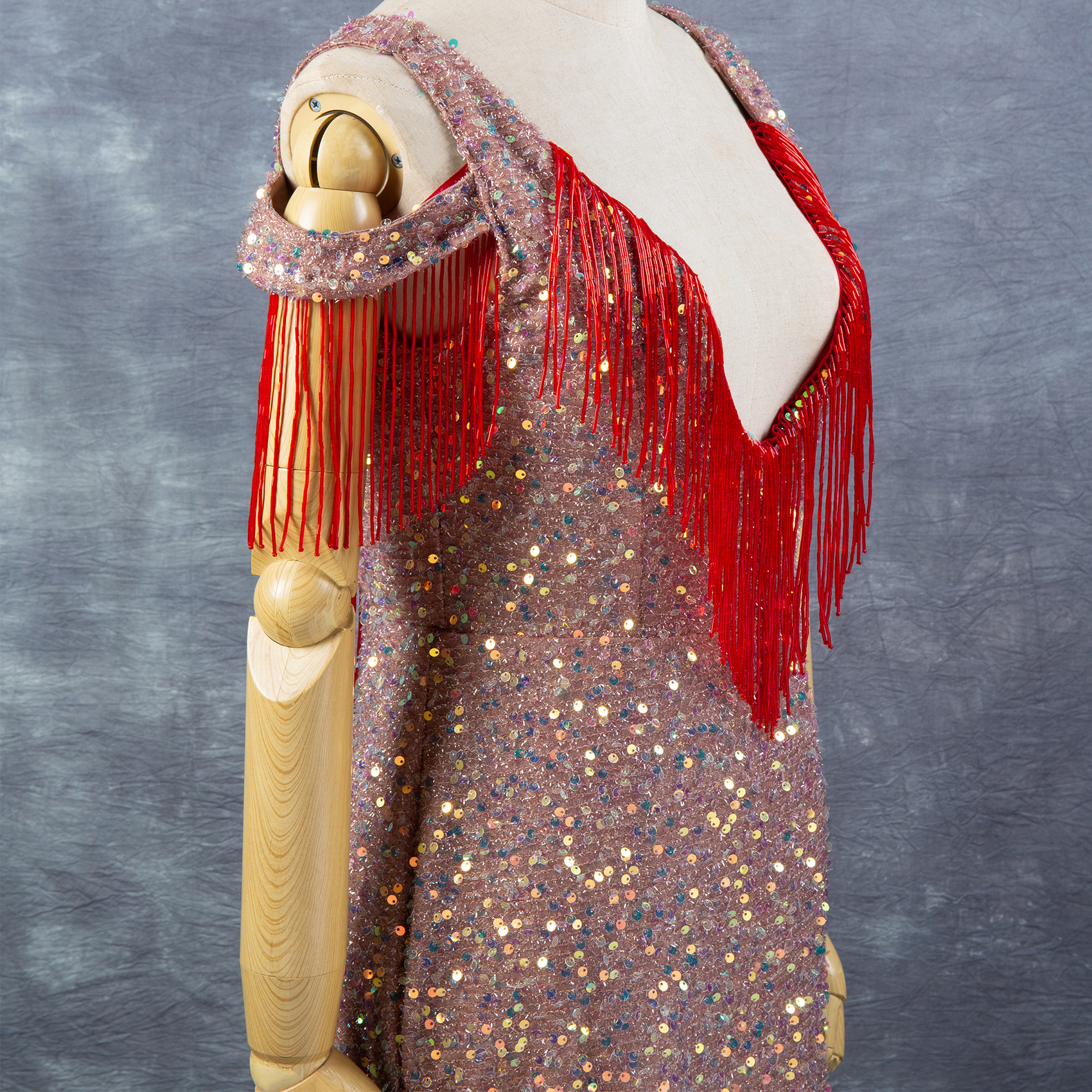 6 Inch 15cm Red Beaded Fringe Trim