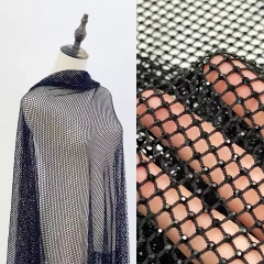 100*120CM Black Netting with Black Rhinestone Mesh