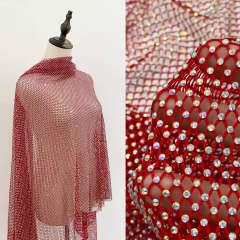 100*120CM Red Netting with Crystal AB Rhinestone Mesh