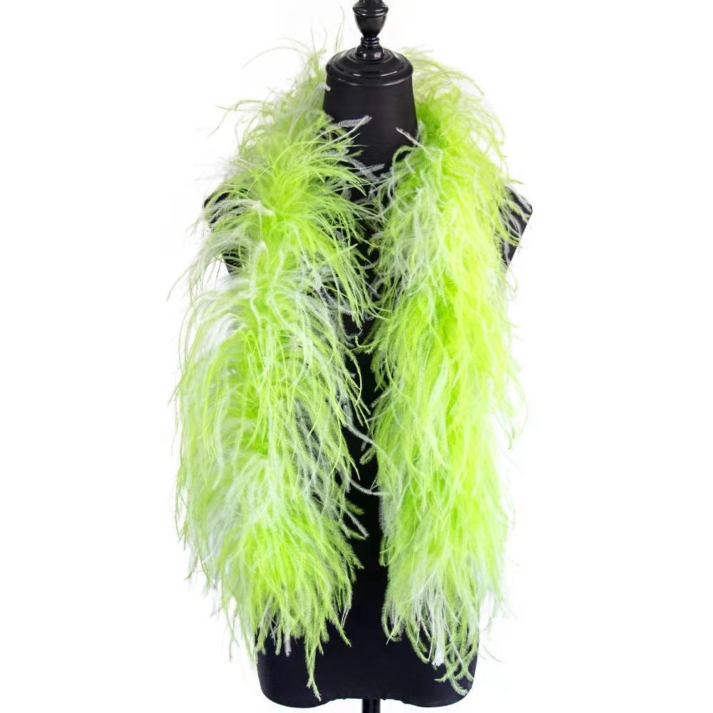 6Plys Double Color (Grass Green+White) Ostrich Feather Boa