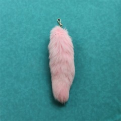 40cm Pink Real Foxtail Accessories with Keychain