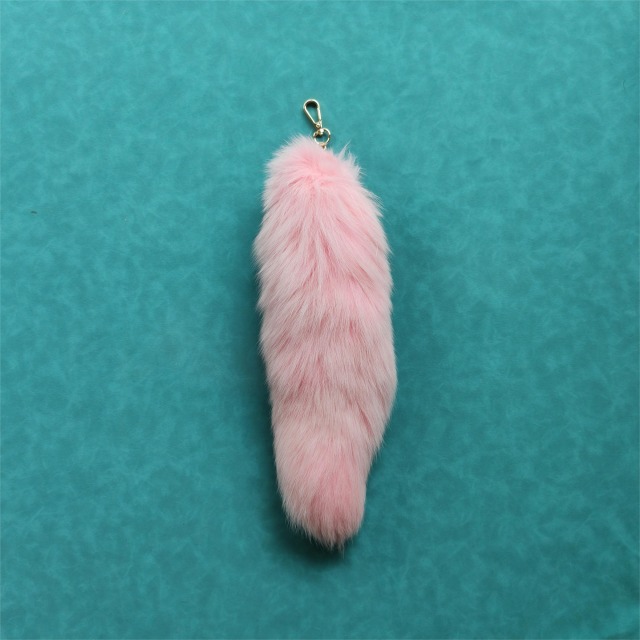 40cm Pink Real Foxtail Accessories with Keychain
