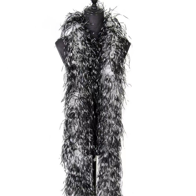 6Plys Double Color (Black+White) Ostrich Feather Boa