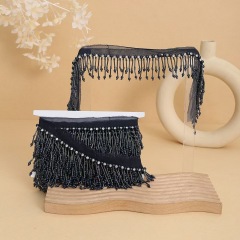 Handmade bead woven ribbon tassel clothing accessories short hanging bead tassel bead lace