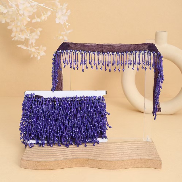 Handmade bead woven ribbon tassel clothing accessories short hanging bead tassel bead lace