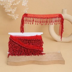 Handmade bead woven ribbon tassel clothing accessories short hanging bead tassel bead lace