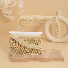 Handmade bead woven ribbon tassel clothing accessories short hanging bead tassel bead lace