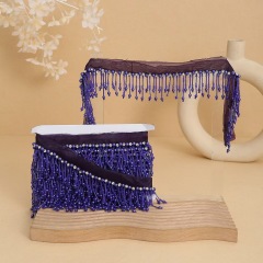 Handmade bead woven ribbon tassel clothing accessories short hanging bead tassel bead lace