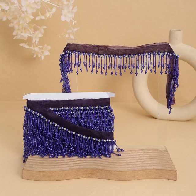 Handmade bead woven ribbon tassel clothing accessories short hanging bead tassel bead lace