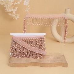 Handmade bead woven ribbon tassel clothing accessories short hanging bead tassel bead lace