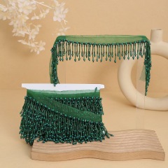 Handmade bead woven ribbon tassel clothing accessories short hanging bead tassel bead lace