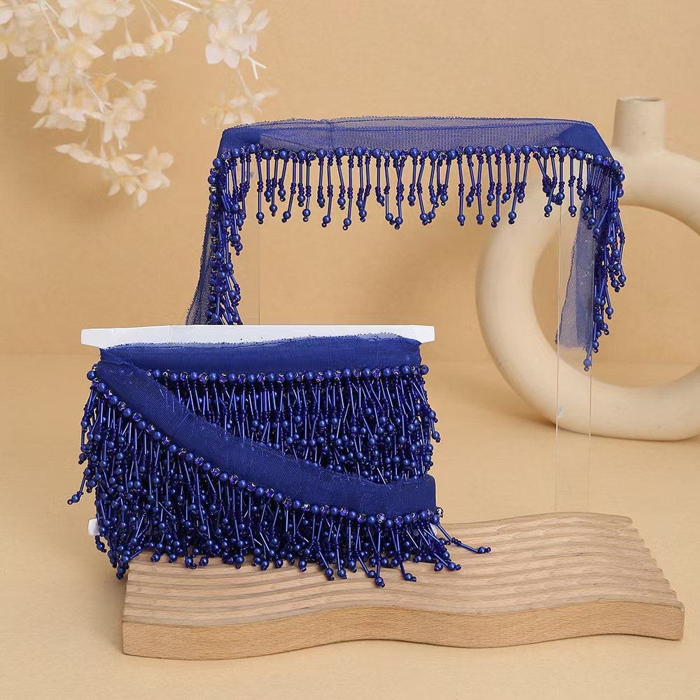 Handmade bead woven ribbon tassel clothing accessories short hanging bead tassel bead lace