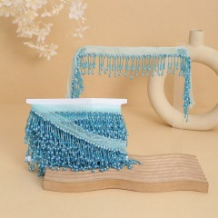 Handmade bead woven ribbon tassel clothing accessories short hanging bead tassel bead lace