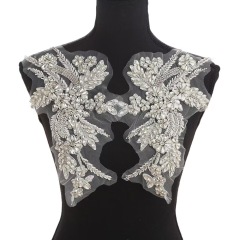 Fashion Light Luxury Handmade Diamond Inlay Flower Stickers DIY Bead Cloth Stickers For Wedding Dress