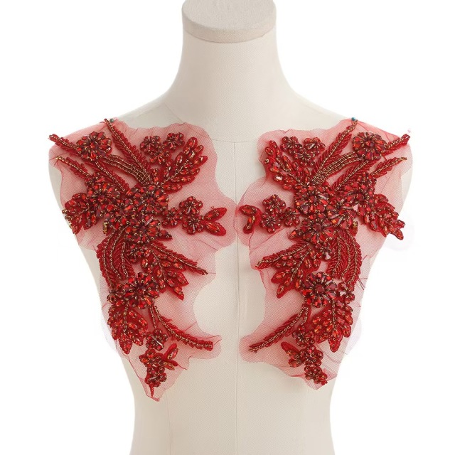 Fashion Light Luxury Handmade Diamond Inlay Flower Stickers DIY Bead Cloth Stickers For Wedding Dress