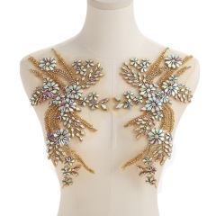 Fashion Light Luxury Handmade Diamond Inlay Flower Stickers DIY Bead Cloth Stickers For Wedding Dress