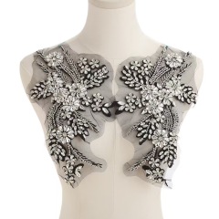 Fashion Light Luxury Handmade Diamond Inlay Flower Stickers DIY Bead Cloth Stickers For Wedding Dress