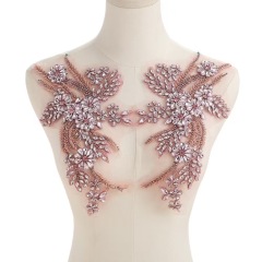 Fashion Light Luxury Handmade Diamond Inlay Flower Stickers DIY Bead Cloth Stickers For Wedding Dress