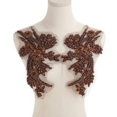 Fashion Light Luxury Handmade Diamond Inlay Flower Stickers DIY Bead Cloth Stickers For Wedding Dress