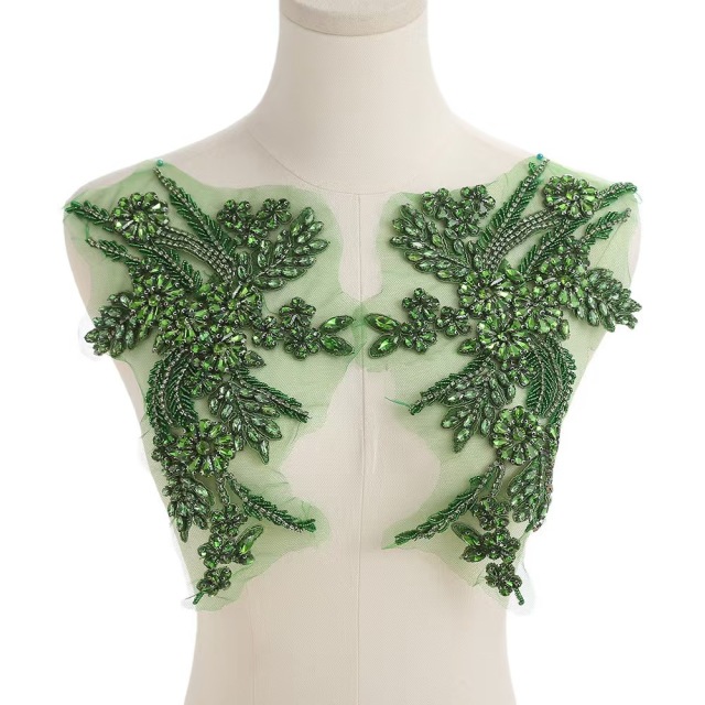 Fashion Light Luxury Handmade Diamond Inlay Flower Stickers DIY Bead Cloth Stickers For Wedding Dress