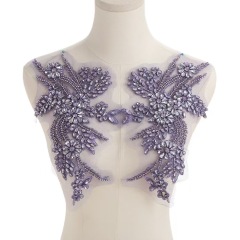 Fashion Light Luxury Handmade Diamond Inlay Flower Stickers DIY Bead Cloth Stickers For Wedding Dress