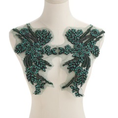 Fashion Light Luxury Handmade Diamond Inlay Flower Stickers DIY Bead Cloth Stickers For Wedding Dress