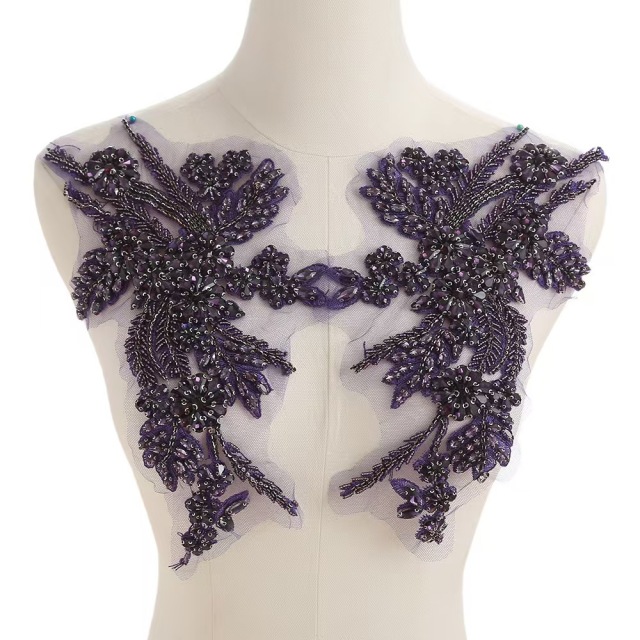 Fashion Light Luxury Handmade Diamond Inlay Flower Stickers DIY Bead Cloth Stickers For Wedding Dress