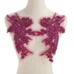 Fashion Light Luxury Handmade Diamond Inlay Flower Stickers DIY Bead Cloth Stickers For Wedding Dress