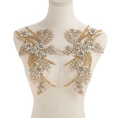 Fashion Light Luxury Handmade Diamond Inlay Flower Stickers DIY Bead Cloth Stickers For Wedding Dress