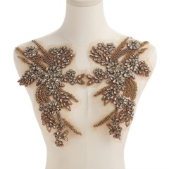 Fashion Light Luxury Handmade Diamond Inlay Flower Stickers DIY Bead Cloth Stickers For Wedding Dress