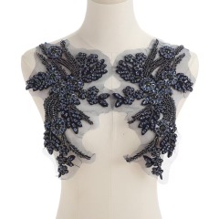 Fashion Light Luxury Handmade Diamond Inlay Flower Stickers DIY Bead Cloth Stickers For Wedding Dress