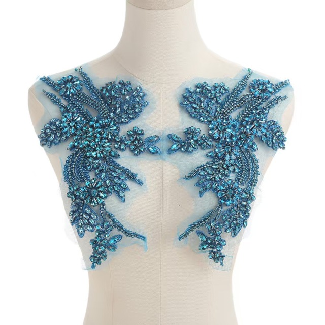 Fashion Light Luxury Handmade Diamond Inlay Flower Stickers DIY Bead Cloth Stickers For Wedding Dress