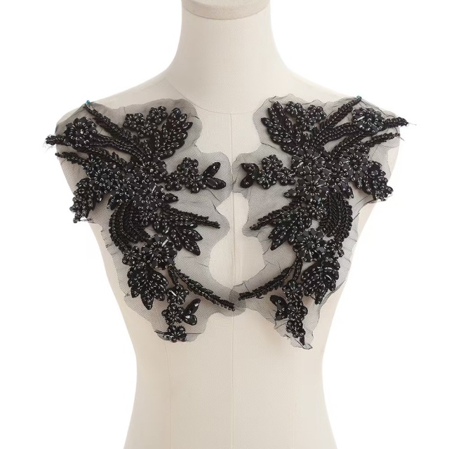 Fashion Light Luxury Handmade Diamond Inlay Flower Stickers DIY Bead Cloth Stickers For Wedding Dress