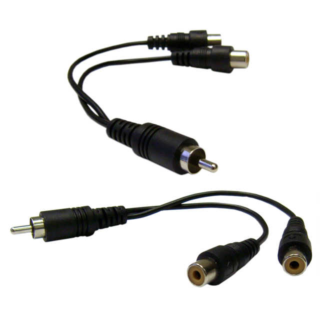 RCA Splitter / Adapter, RCA Male to Dual RCA Female, 6 inch