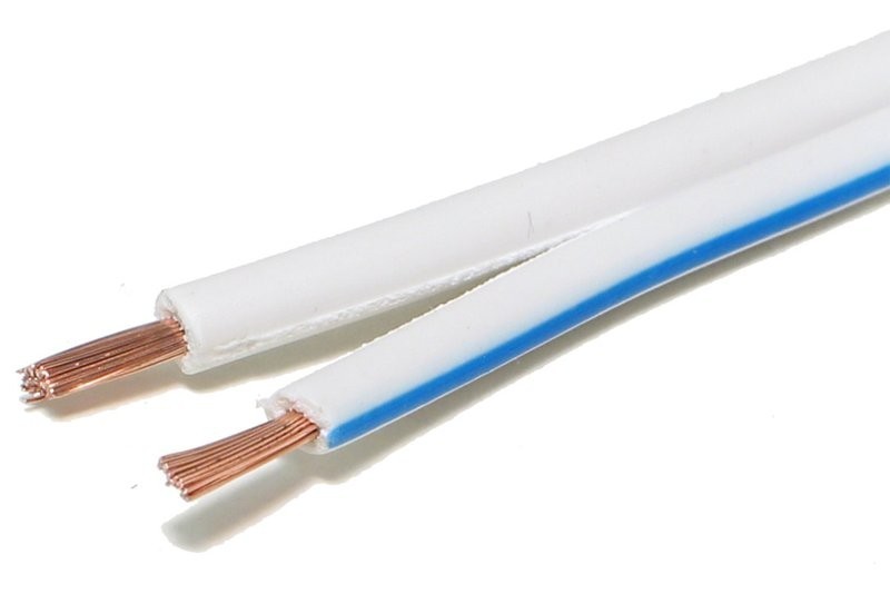 Premium Performance  HiFi Speaker Wire Cable, Bare Copper Conductor, White PVC with Blue Stripe, , for Home Theater, HiFi, Surround or Auto Amps