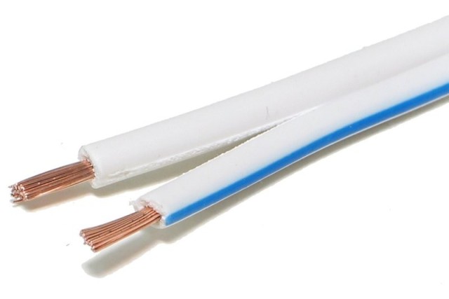 Premium Performance  HiFi Speaker Wire Cable, Bare Copper Conductor, White PVC with Blue Stripe, , for Home Theater, HiFi, Surround or Auto Amps